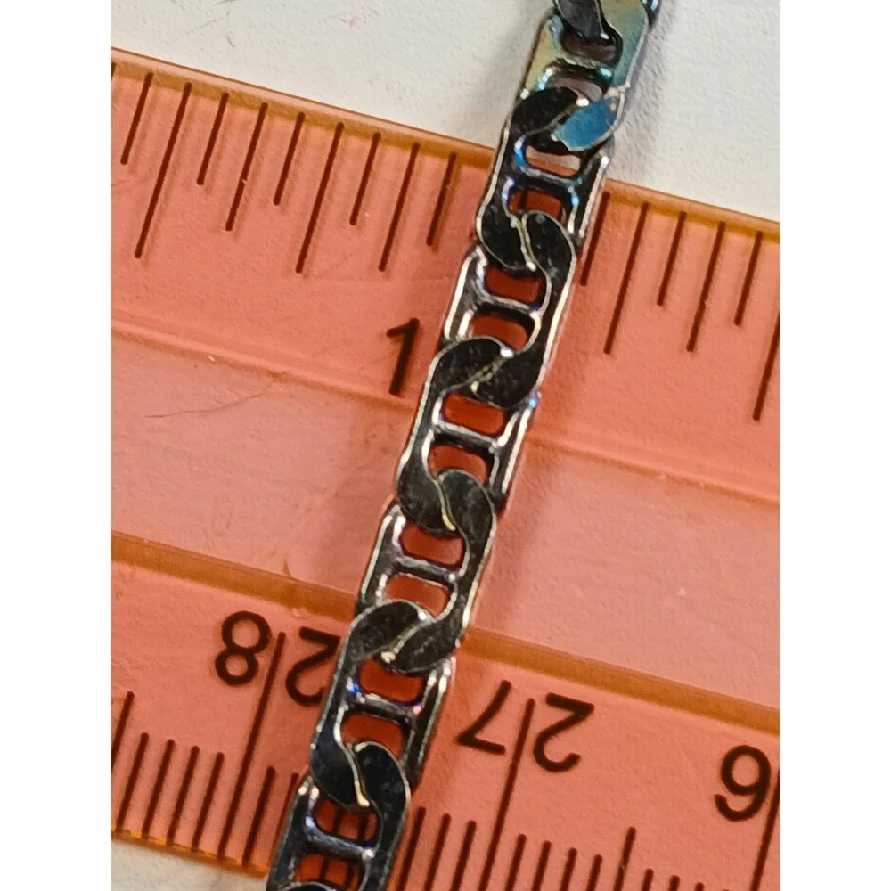 Vintage 1990s Italian Sterling Silver 925 Mariner Anchor Link Bracelet 7in 7.2g